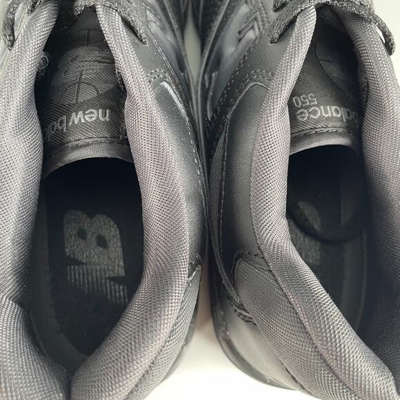 New Balance 550 Men\'s Size 10 D Black Leather Casual Sneakers Athletic Shoes EUC
